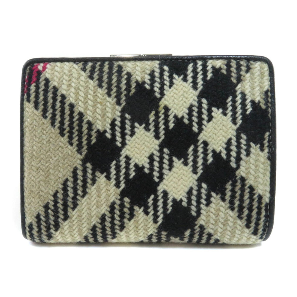 Burberry bi leather Wallet motif fold tweed Black
